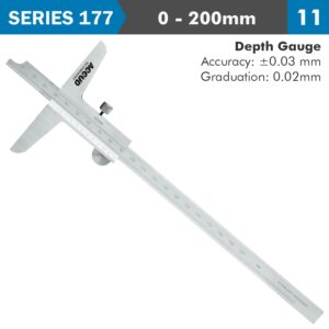 VERNIER DEPTH CALIPER  200MM 0.03MM ACC. 0.02MM GRAD. S/STEEL