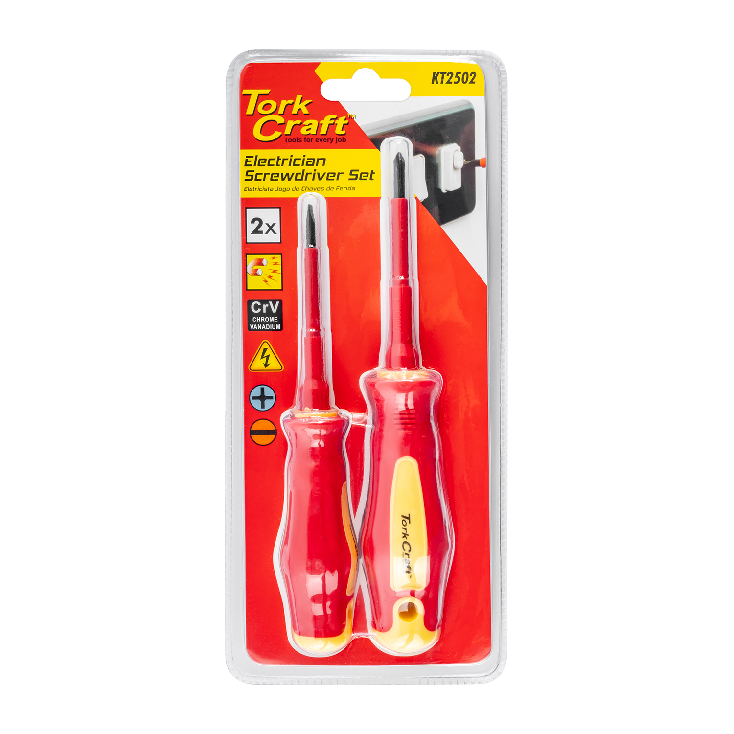 2PC SCREWDRIVER INSULATED VDE 3.5X75MM SLOTTED & PH1X80MM