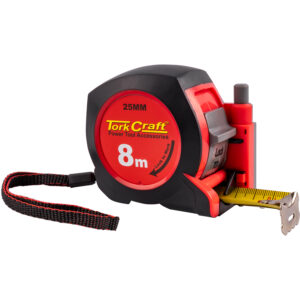 MEASURING TAPE WITH MARKER 8M X 25MM RUBBER CASING MATT FINISH