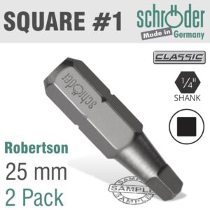 SQ.RECESS NO.1X25MM BIT 2CD