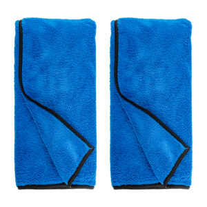 MICROFIBRE CLOTH FLEECE DRY TOWEL BLUE 400MM X 600MM 280GSM 2PC